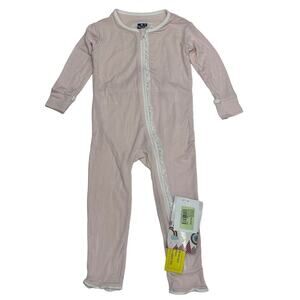 Kickee Pants Zipper Bamboo Coverall Pink 18-24m NWT